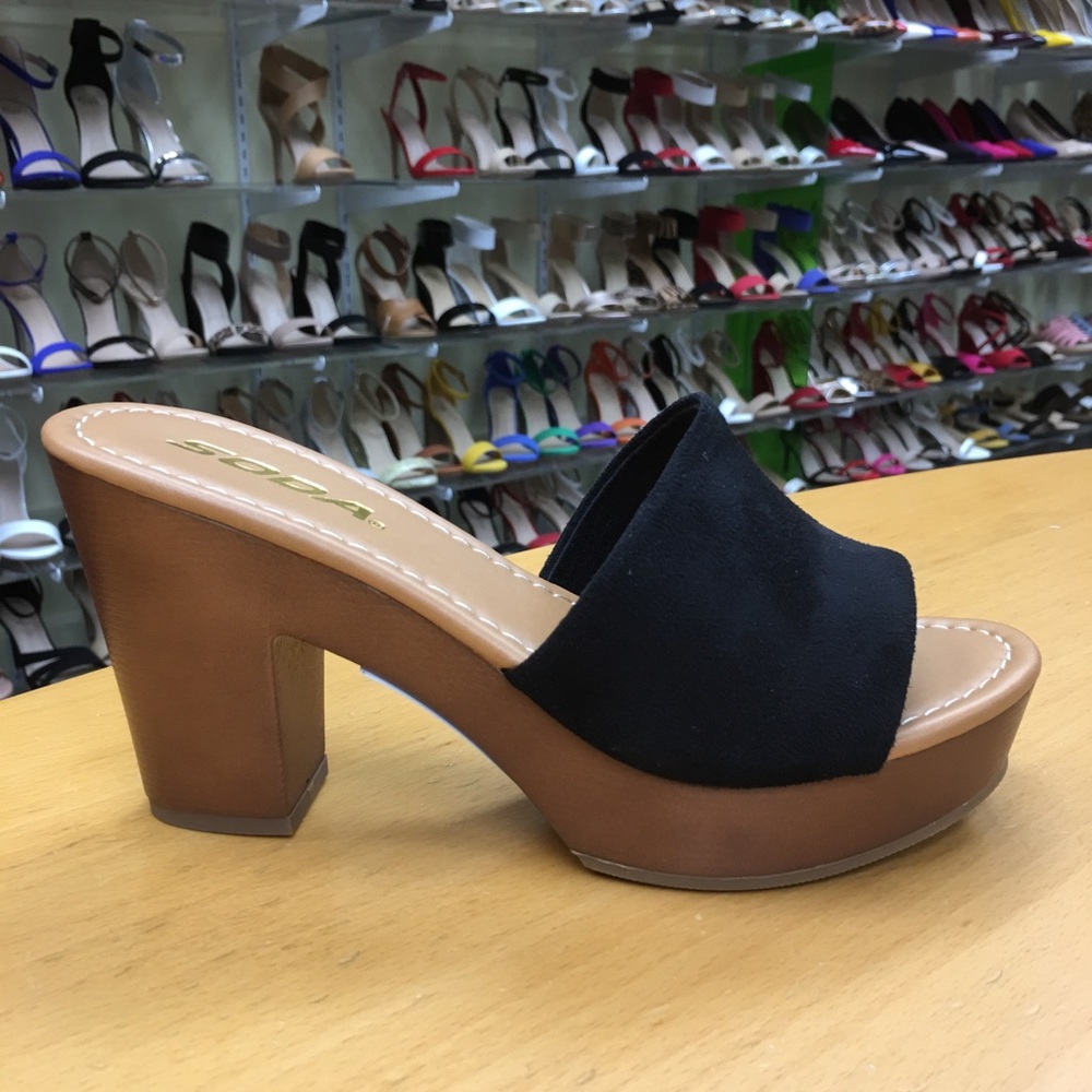 RESTOK Soda Sunkist Black Faux Suede Platform Heel - Picture 9 of 11